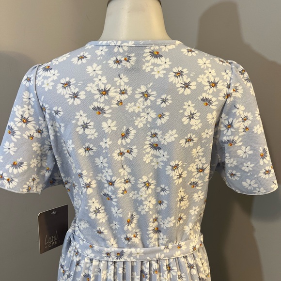 Blue Flutter Sleeve Wrap Midi Dress - Picture 10 of 14